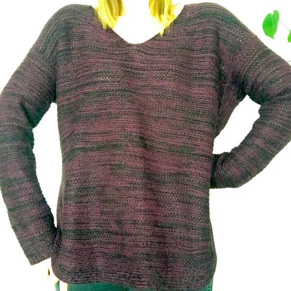 Quinn Burgundy Marl V-Neck Pullover Sweater, size Large ♥️ - Picture 3 of 16